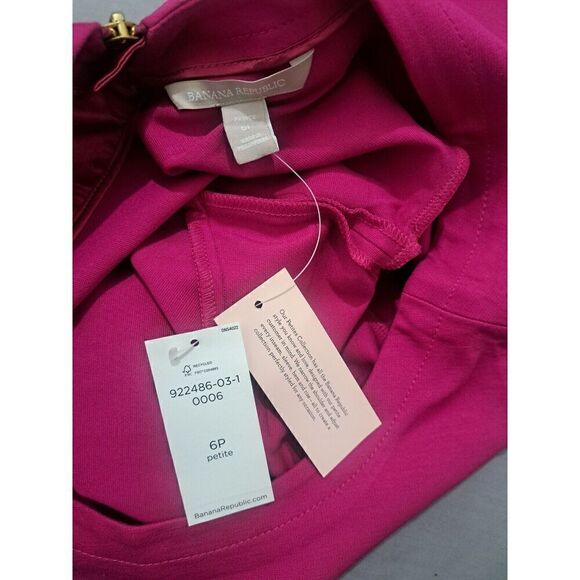 Banana Republic Womens Size 6 Petite Rose Pink Dress Plunge Back Zip Knee Length - Picture 5 of 7